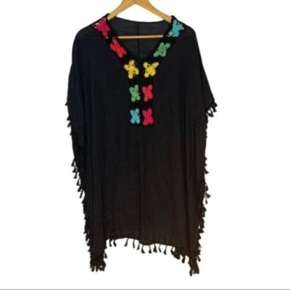 Tassel Black Crochet swimsuit cover up